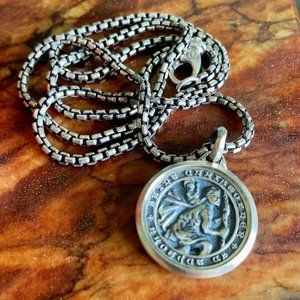 David Yurman St Christopher Amulet and David Yurman 20" Sterling Chain